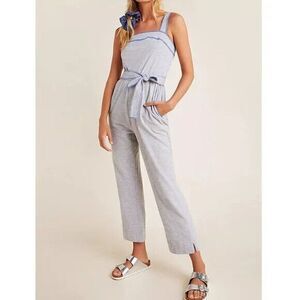 Anthropologie Saturday Sunday Madeline Soft belted Jumpsuit Light Gray Medium